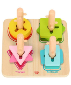 Tooky toy drvena igračka za decu Geometrijska slagalica 4 Oblika - A058540
