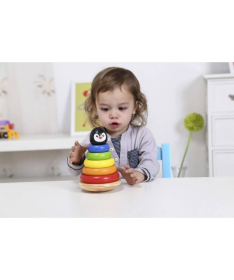 Tooky toy drvena igračka za decu Kula za slaganje Oblika pingvin - A058593