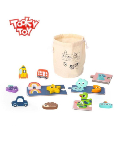 Tooky toy drvena igračka za decu taktilna igra Memorije - A058587
