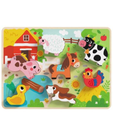 Tooky Toy drvena igračka za decu umetaljka Životinje sa farme - A077544