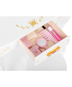 Veliki drveni toaletni sto za decu sa ogledalom i roze dodacima W08H188B