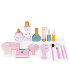 Veliki drveni toaletni sto za decu sa ogledalom i roze dodacima W08H188B