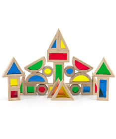 Viga senzorna geometrijska tela 24 komada drvena edukativna igračka za decu - 32800