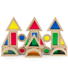 Viga senzorna geometrijska tela 24 komada drvena edukativna igračka za decu - 32800